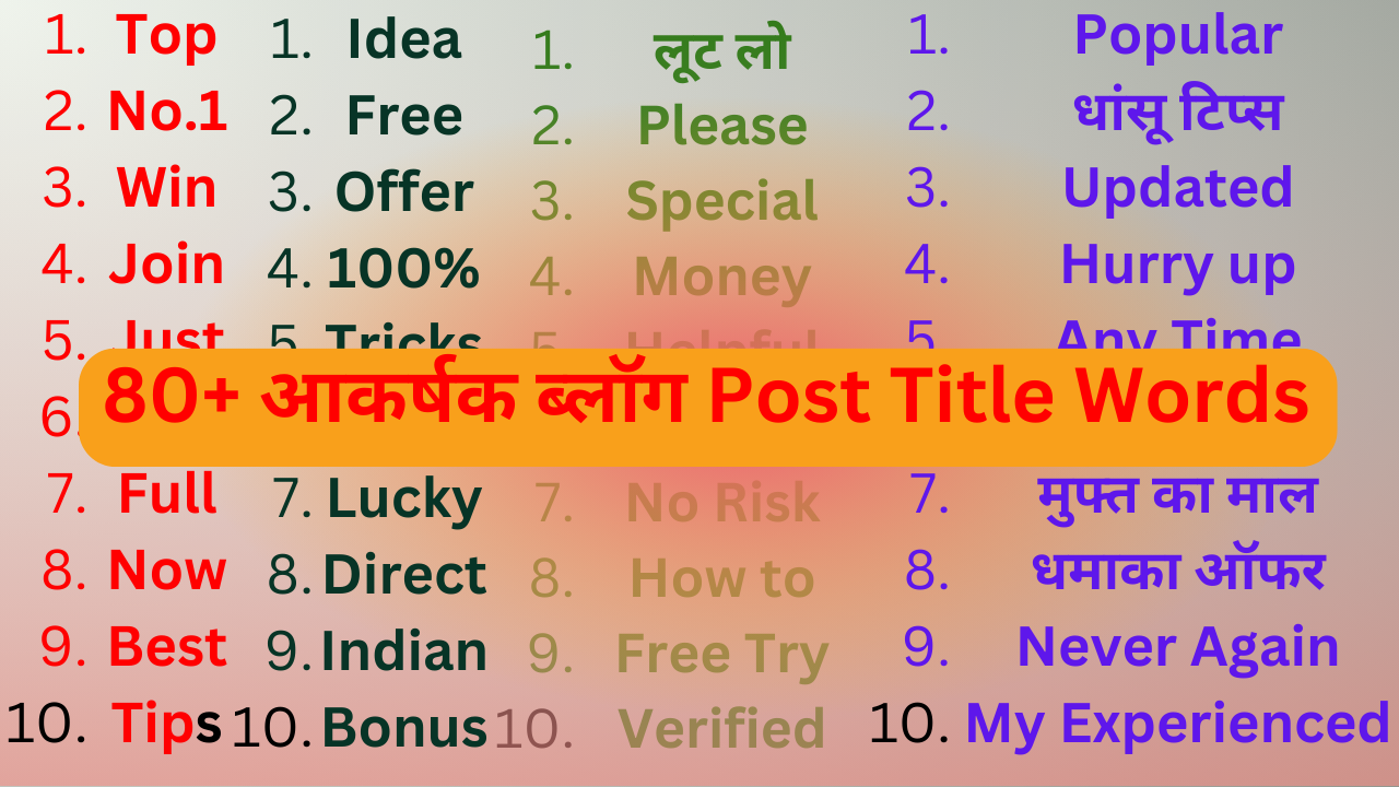 80+ आकर्षक ब्लॉग Post Title Words